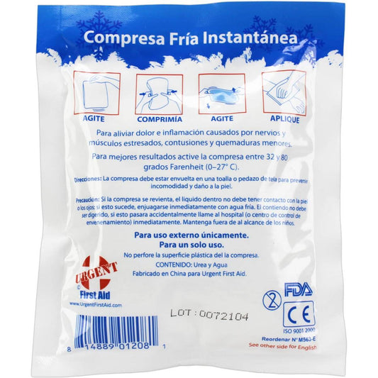 M563-E 4" x 5" Urgent First Aid Instant cold pack - crush ice pack 4 inch by 5 inch label