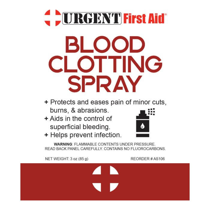 Urgent first aid blood clotting spray can