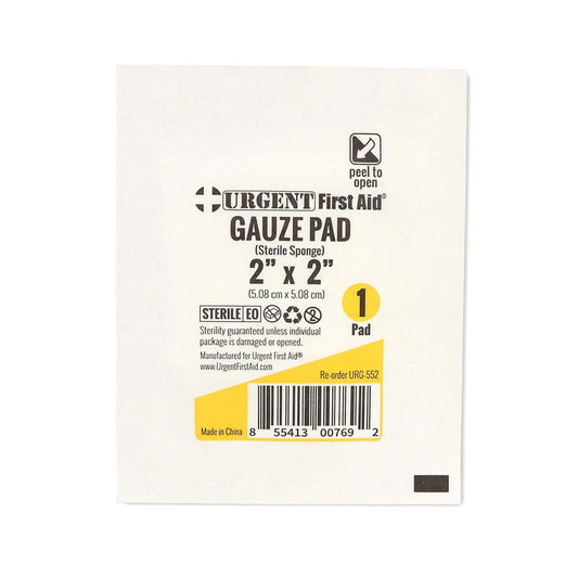 URG-552 Gauze Pad Sterile 1's, 2"x 2", 12 Ply Urgent First Aid® sterile gauze packet for wound dressing
