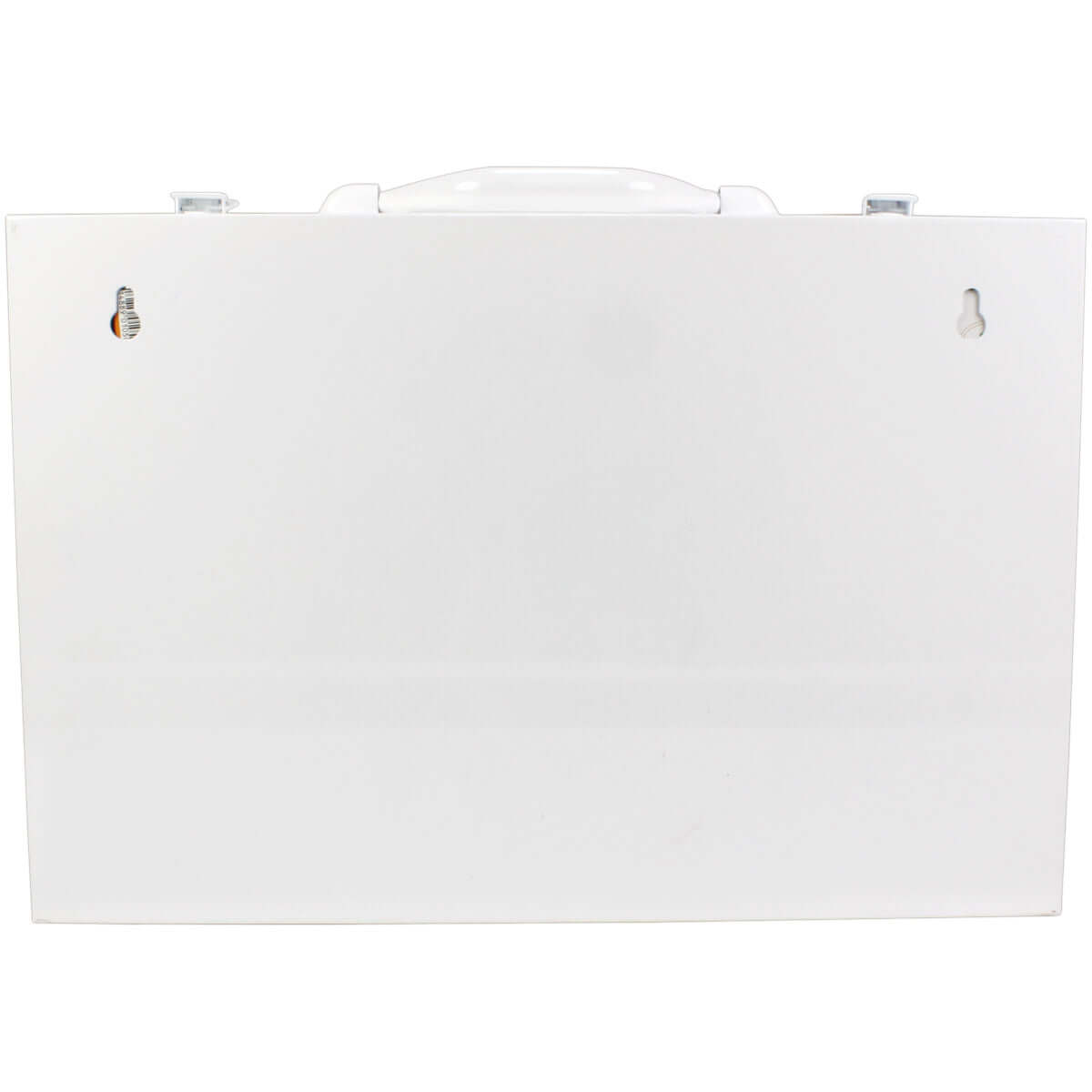 2 shelf  ANSI A first aid cabinet with mounting brackets for wall mounting solid metal water resistant white case wall mountable first aid 1st aid