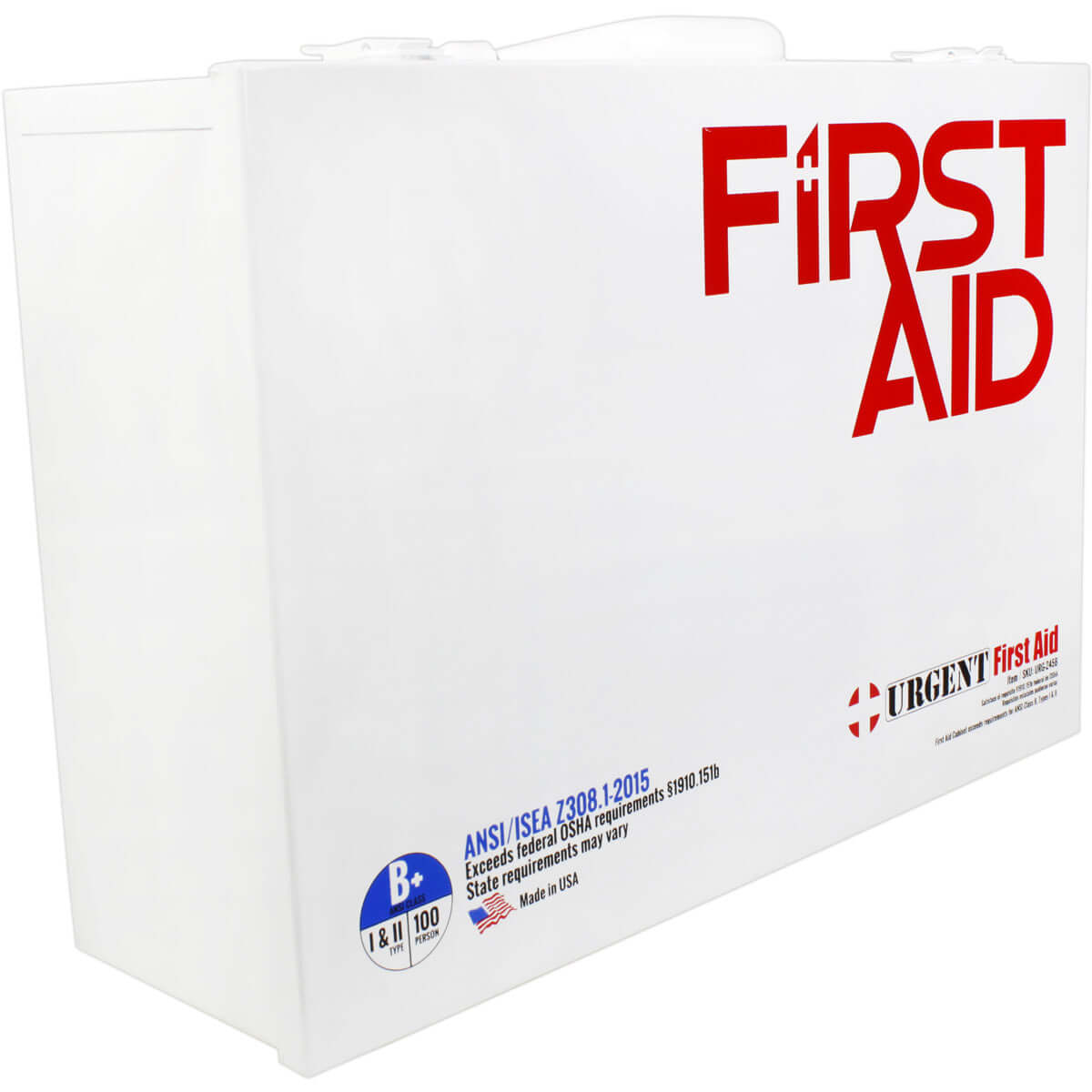 Metal powder coated first aid station white with red lettering premium first aid cabinet