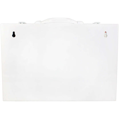 2 shelf ANSI B first aid cabinet with mounting brackets for wall mounting solid metal water resistant white case wall mountable first aid 1st aid