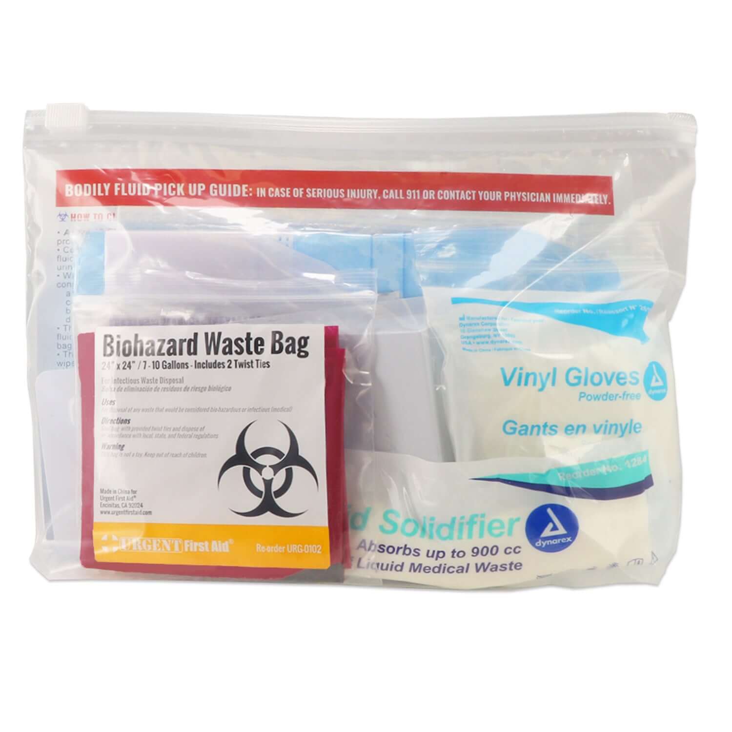 22 Piece Bodily Fluid Clean Up Pack to protect and cleanup bloodborne pathogens