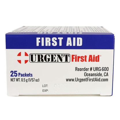 Triple Antibiotic Ointment, 0.5gm, 25 Packets Per Box packaging with box label showing 25 packets.