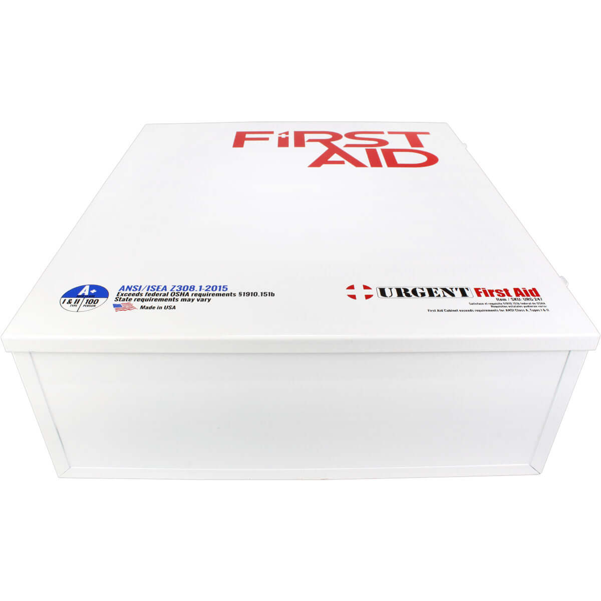 White metal 3 shelf first aid station heavy duty metal bottom for colleges, schools, business, retail stores, construction sites