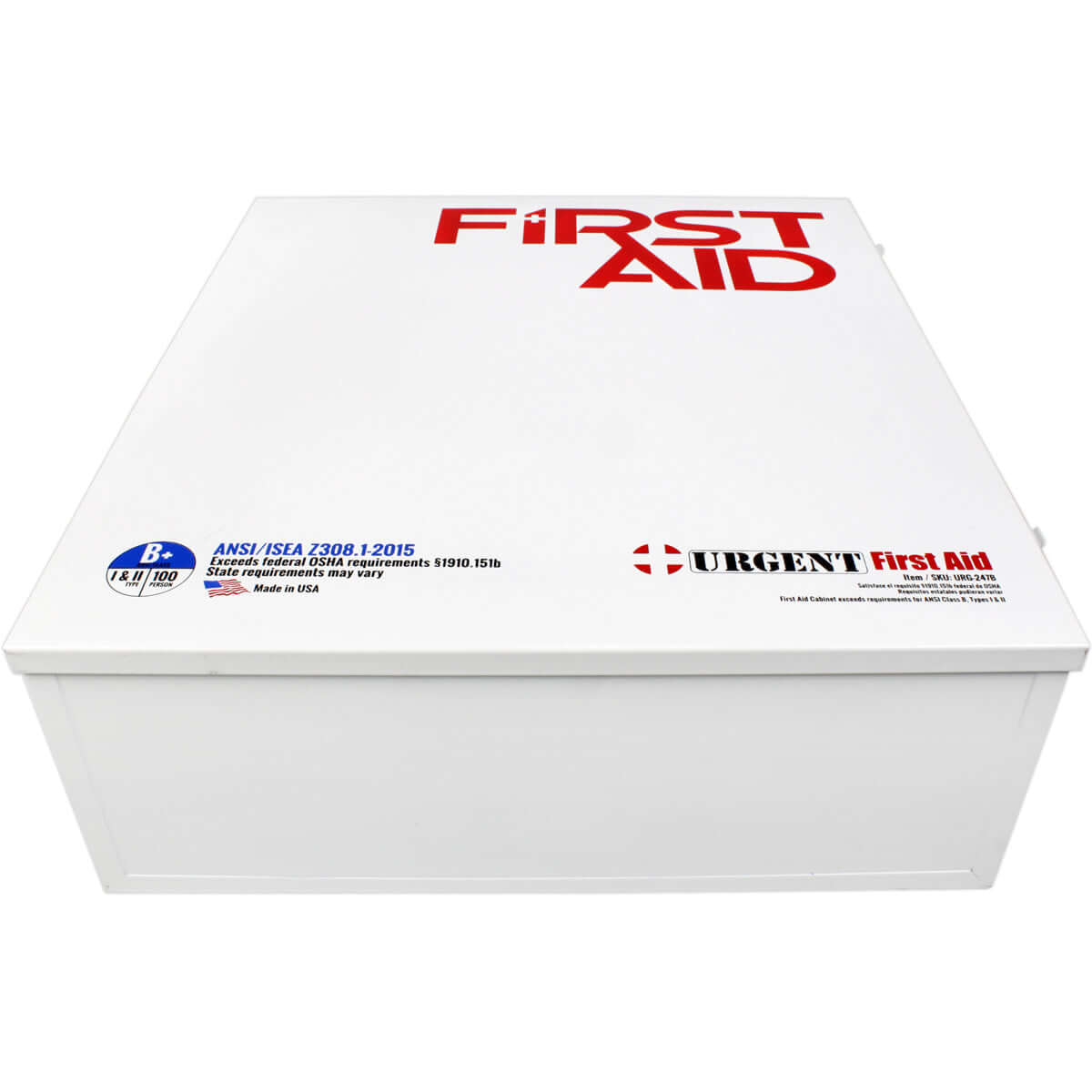 White metal 3 shelf first aid station ANSI B heavy duty metal bottom for colleges, schools, business, retail stores, construction sites