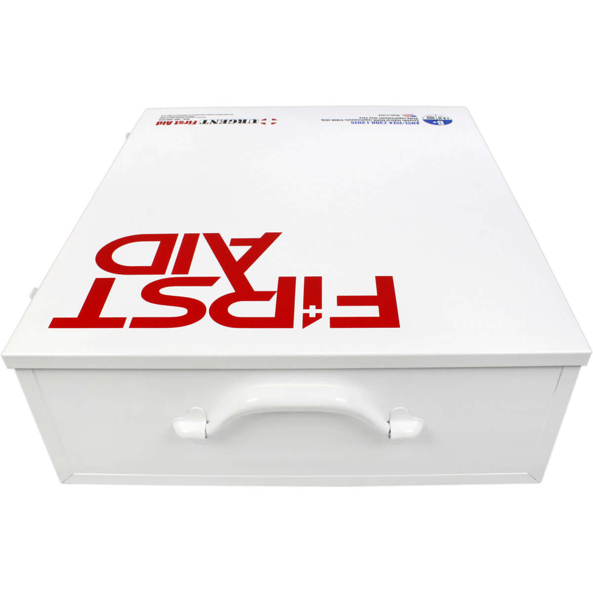 URG-247B 3 Shelf Industrial ANSI B+ First Aid Station with Door Pockets Urgent First Aid metal carrying handle