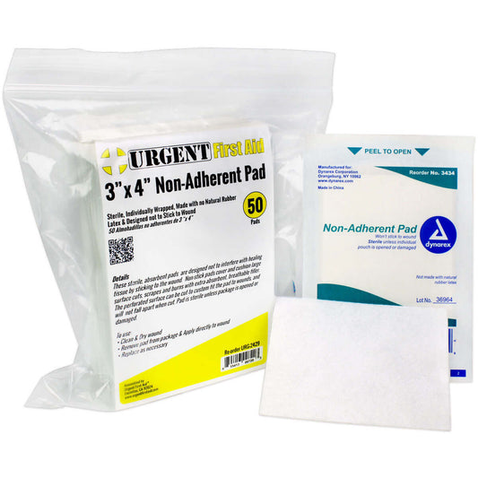 3x4 inch non-adherent sterile pads – 50 count bulk pack with breathable cotton filler for covering cuts, scrapes, and burns