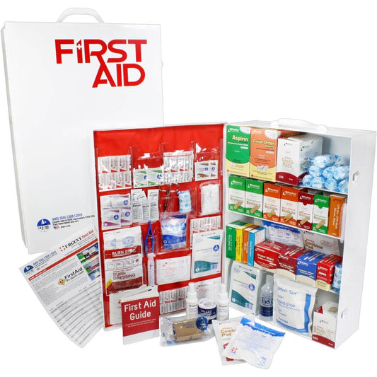 URG-248L 4 Shelf Industrial ANSI A+ First Aid Station with Door Pockets Urgent First Aid®
