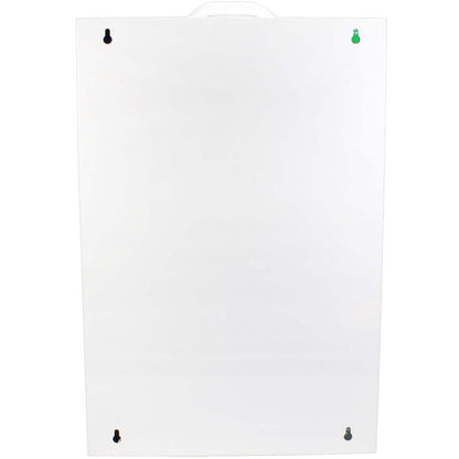 4 shelf  ANSI B first aid cabinet with mounting brackets for wall mounting solid metal water resistant white case.