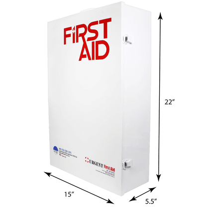 Measurements for ANSI B first aid box station metal case white with red first aid logo stainless steel 1st aid cabinet.