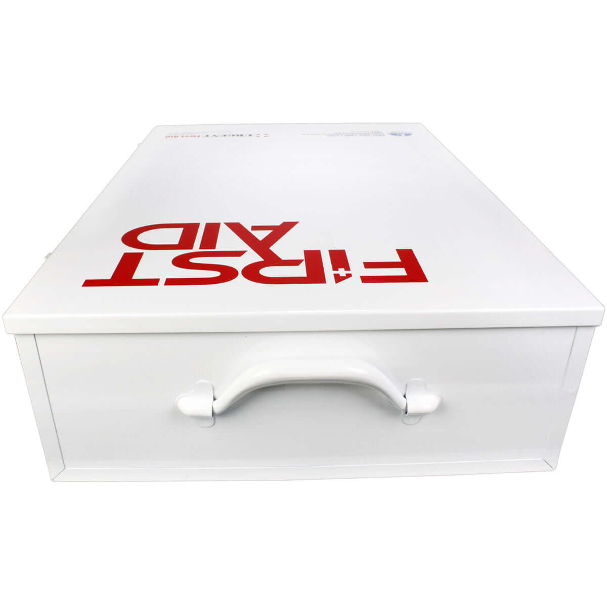 4 Shelf Industrial ANSI B+ First Aid Station with Door Pockets Urgent First Aid metal carrying handle