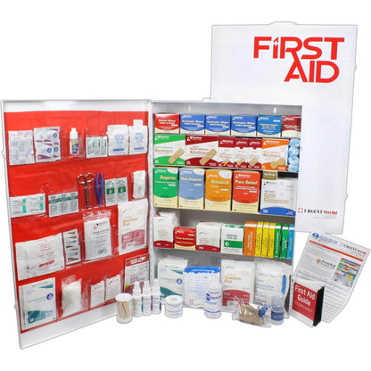 URG-249L 5 Shelf Industrial ANSI A+ First Aid Station with Door Pockets inside of kit with door open