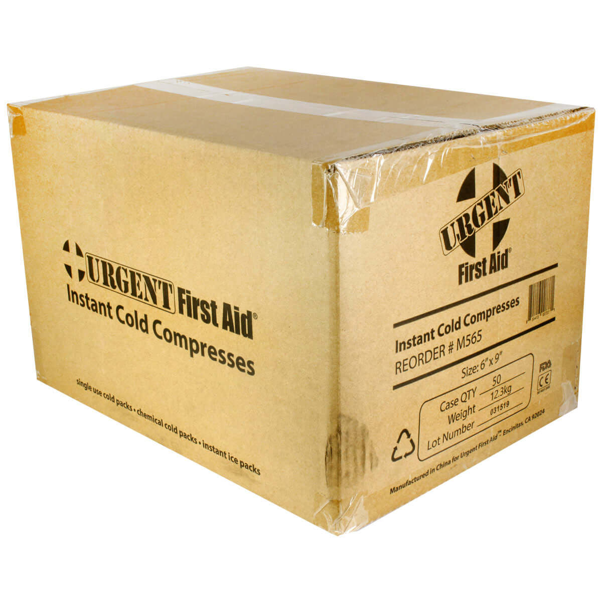 Instant Cold Compress, 6" x 9", Case of 50 packaging from Urgent First Aid