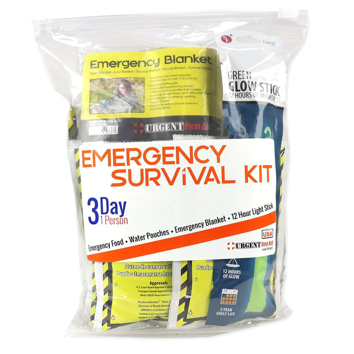 3-Day Survival Kit in Reclosable Bag – Urgent First Aid®