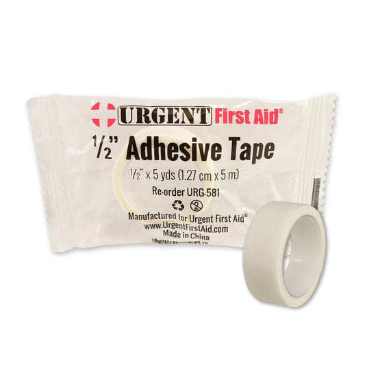 Adhesive Tape, 1/2 inch x 5 yds in packaging with roll showing, suitable for first aid and wound protection.