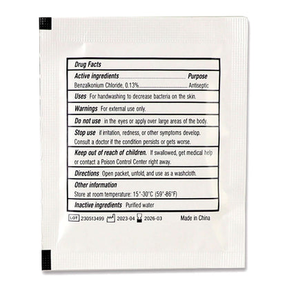 BZK Antiseptic Wipes, 100 Per Box drug facts, containing Benzalkonium Chloride 0.13% for antiseptic use.
