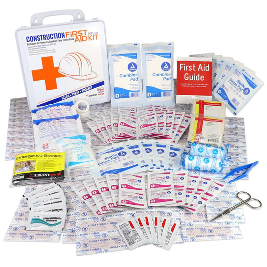 Bilingual OSHA Contractors First Aid Kit for Job Sites up to 50 People – Gasketed Plastic, 238 pieces with contents displayed