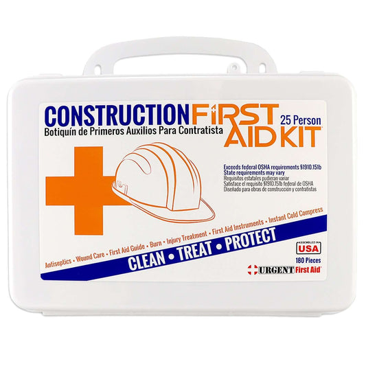 Bilingual OSHA Contractors First Aid Kit for Job Sites up to 25 People – Gasketed Plastic, 180 pieces