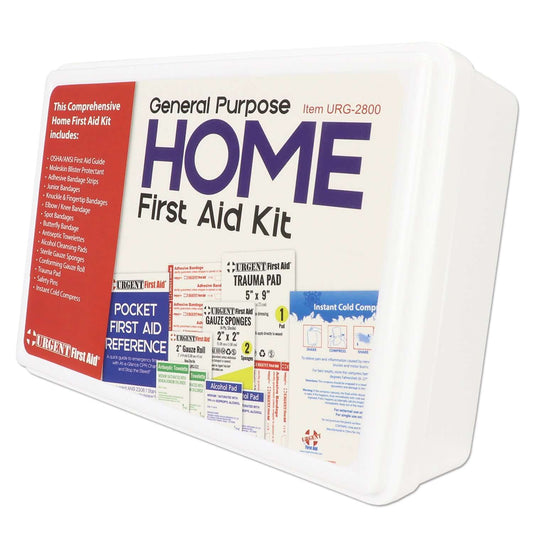 General Purpose Home First Aid Kit for Fundraisers in sturdy plastic box with first aid items.