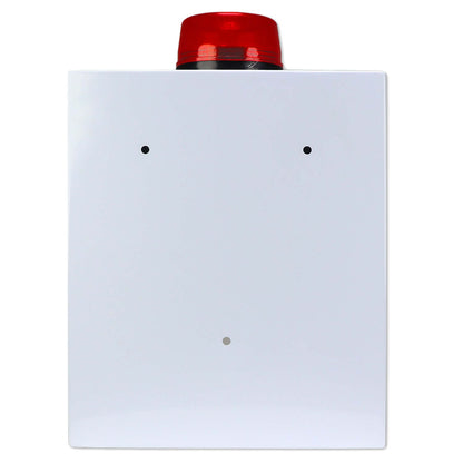 Naloxone Overdose Cabinet with alarm and strobe light, white metal design for opioid overdose emergency response.