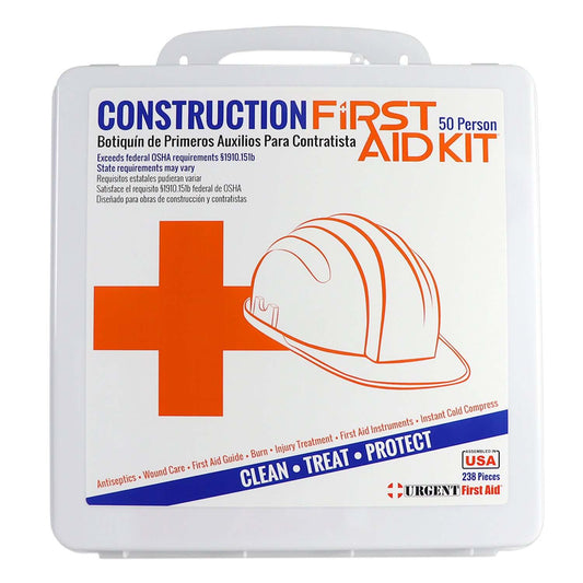 Bilingual OSHA Contractors First Aid Kit for Job Sites up to 50 People – Gasketed Plastic, 238 pieces - Construction First Aid Kit