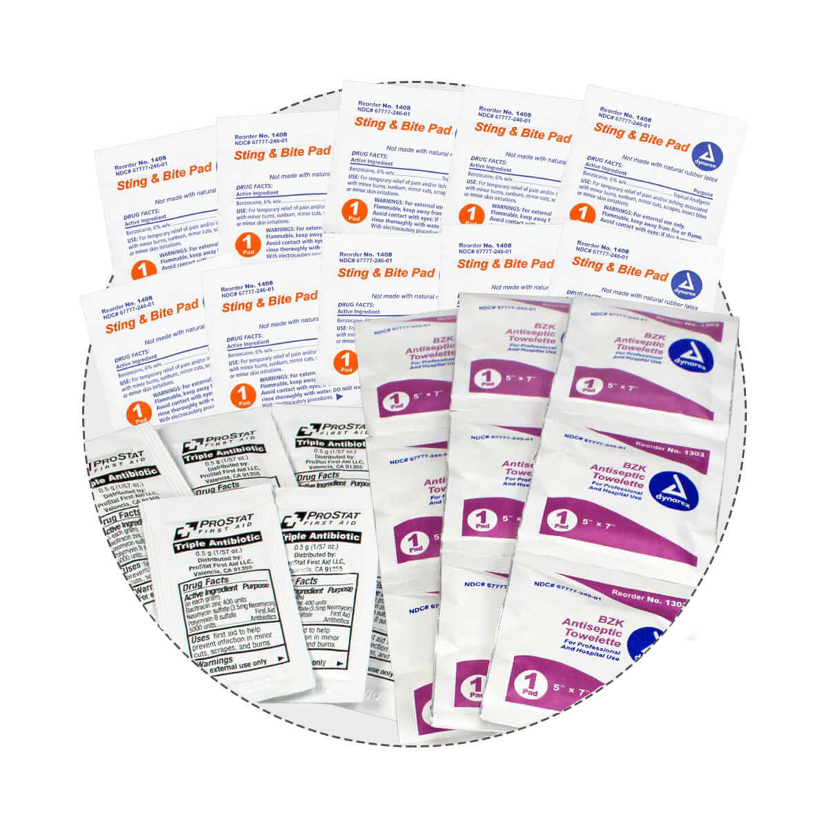 Swimming Pool and Lifeguard First Aid Kit - Metal contents including sting & bite pads and antiseptic wipes.