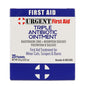 Triple Antibiotic Ointment, 0.5gm, 25 Packets Per Box packaging for first aid treatment of cuts and burns.
