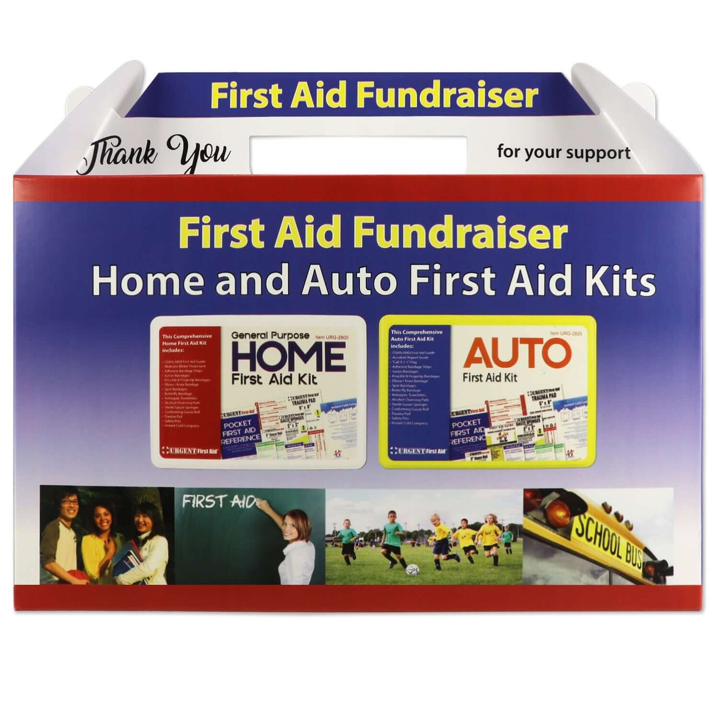 front of package Fundraiser Mixed First Aid Kit Package with Tote Urgent First Aid®