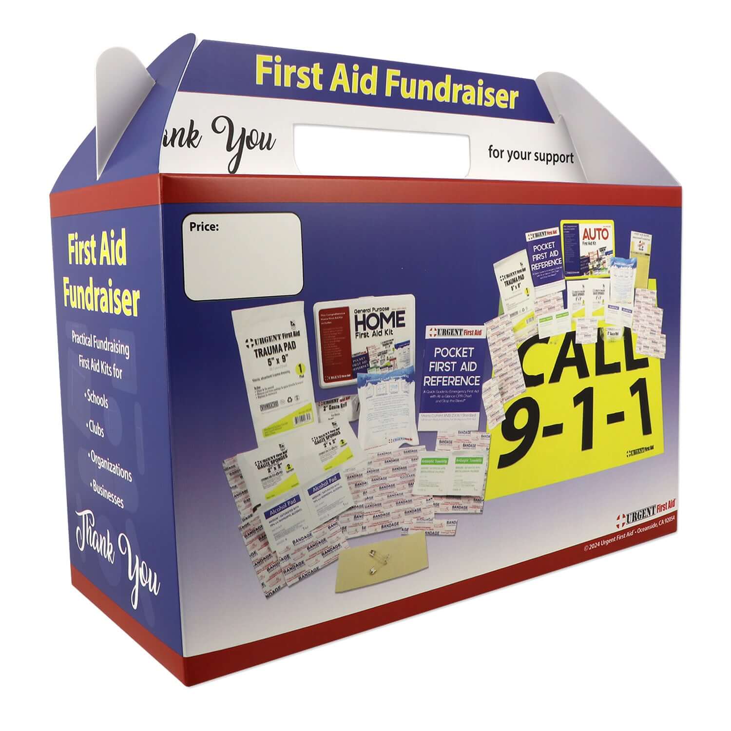 Carrying tote for home and vehicle first aid kits fundraising package and program by Urgent First Aid
