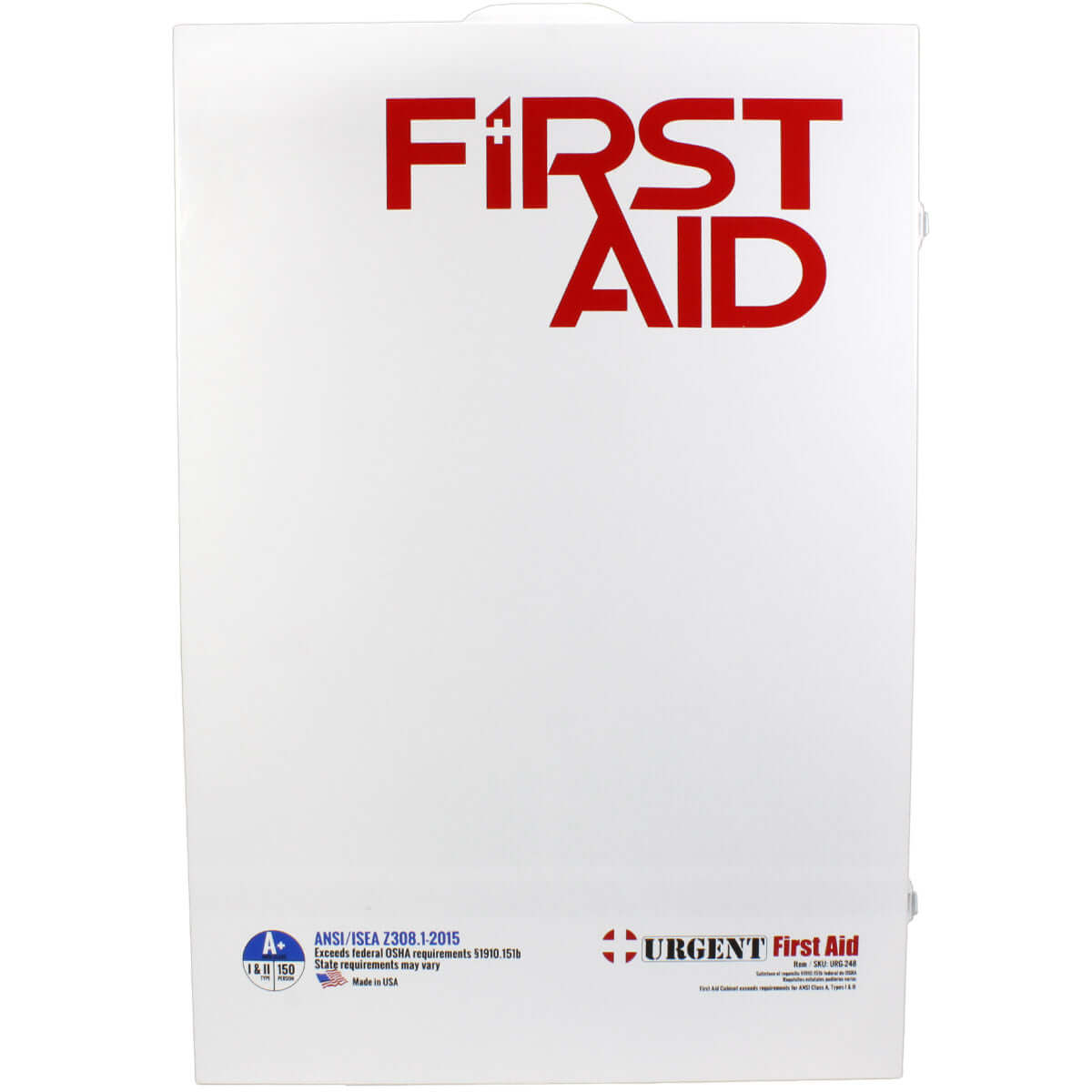 Metal white case of Industrial ANSI A+ First Aid Station with 4 shelves of first aid supplies