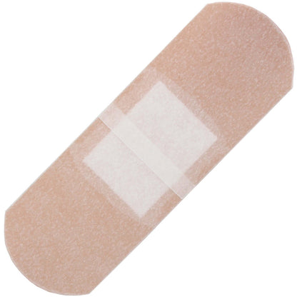 Adhesive Bandages, 1" x 3" plastic strip with non-stick surface for wound protection.