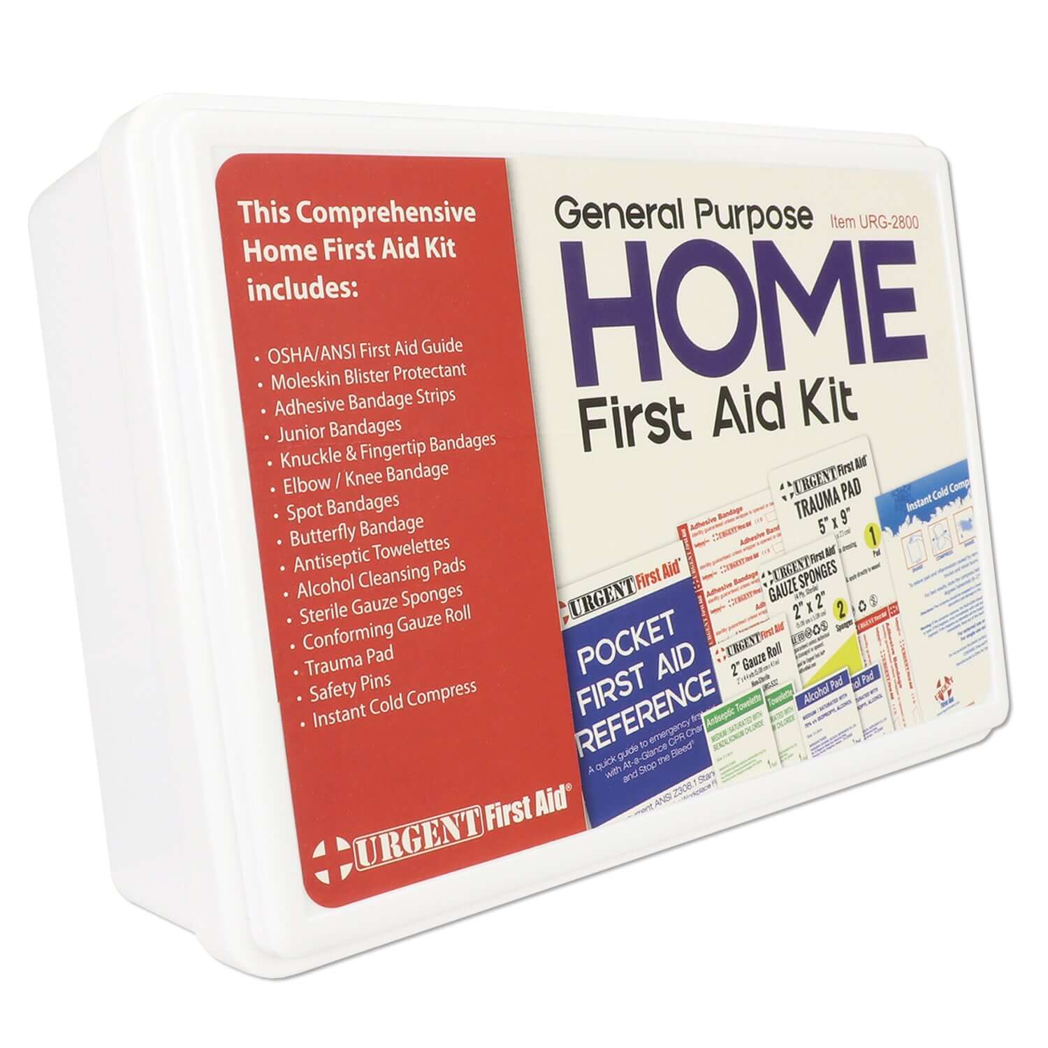 General Purpose Home First Aid Kit for Fundraisers in a sturdy plastic box with essential first aid items.