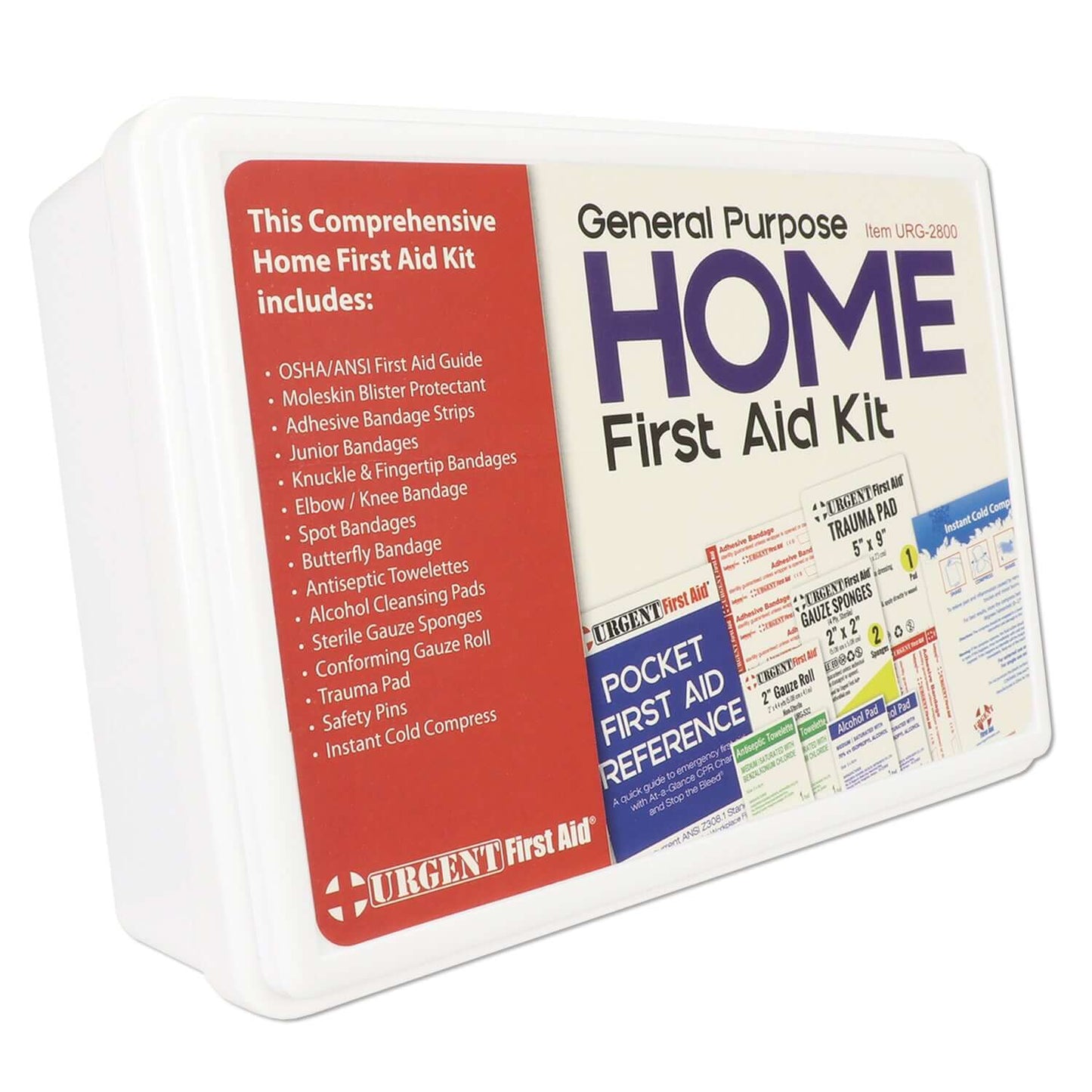 General Purpose Home First Aid Kit for Fundraisers in a sturdy plastic box with essential first aid items.