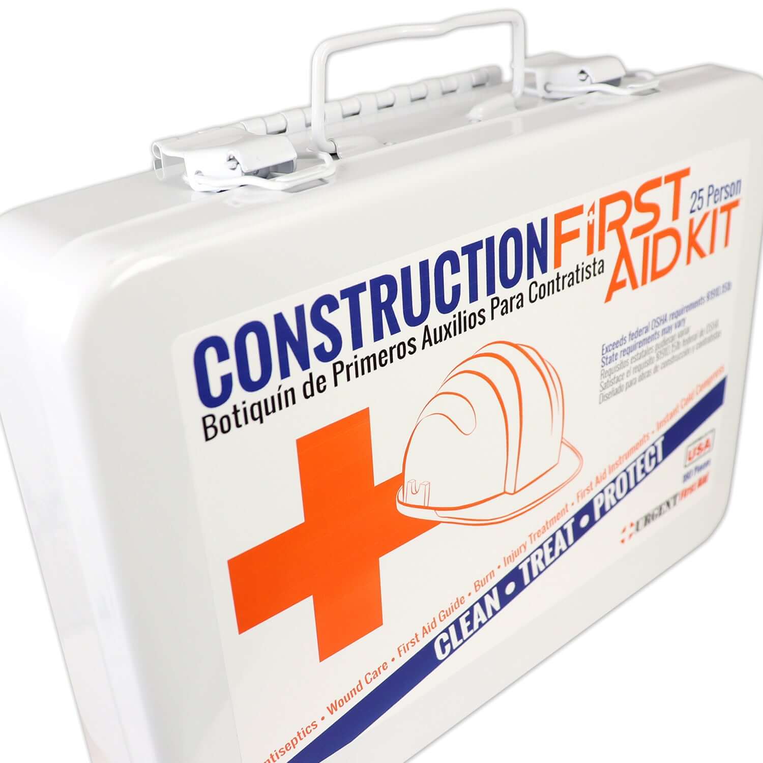 25 person construction first aid kit in spanish and english with durable weatherproof case OSHA compliant