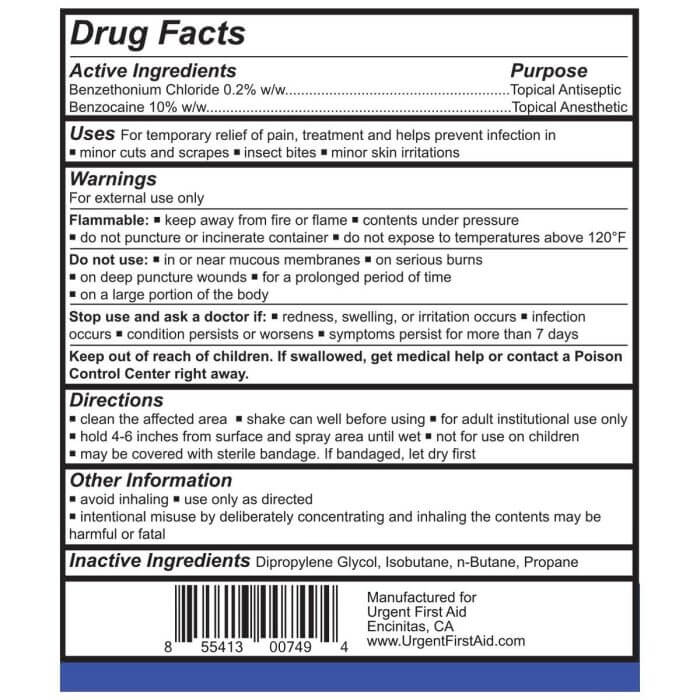 Antiseptic Spray, 3 oz. Aerosol  antiseptic spray drug facts