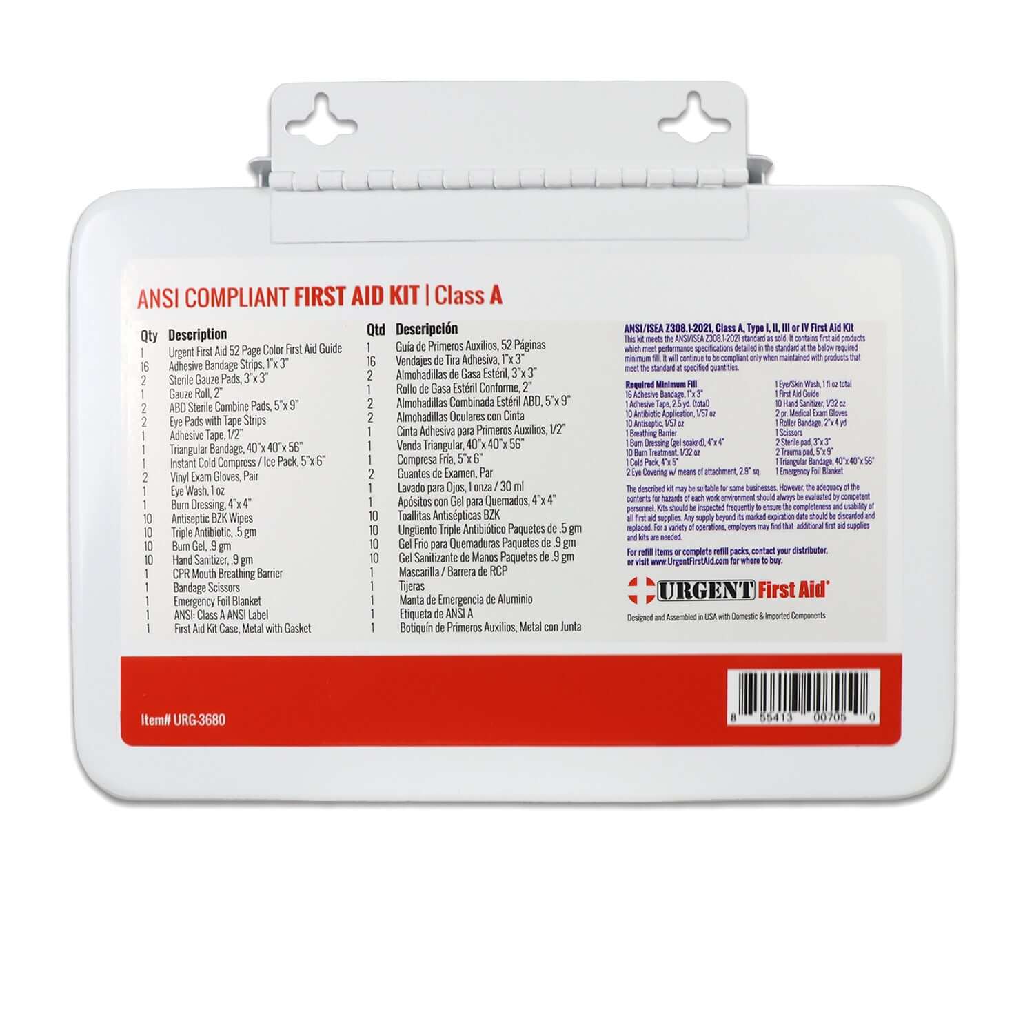 Bulk First Aid Kit, Metal, 79 Pieces, ANSI A, 25 Person - ANSI compliant first aid kit in sturdy case.
