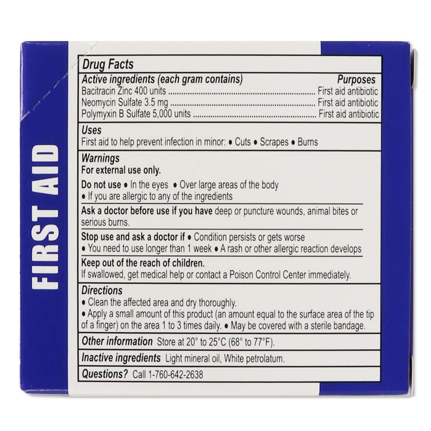 Triple Antibiotic Ointment, 0.5gm, 25 Packets Per Box drug facts and usage instructions.