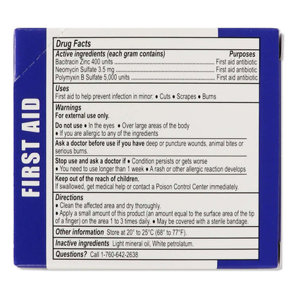 Triple Antibiotic Ointment, 0.5gm, 25 Packets Per Box drug facts and usage instructions.