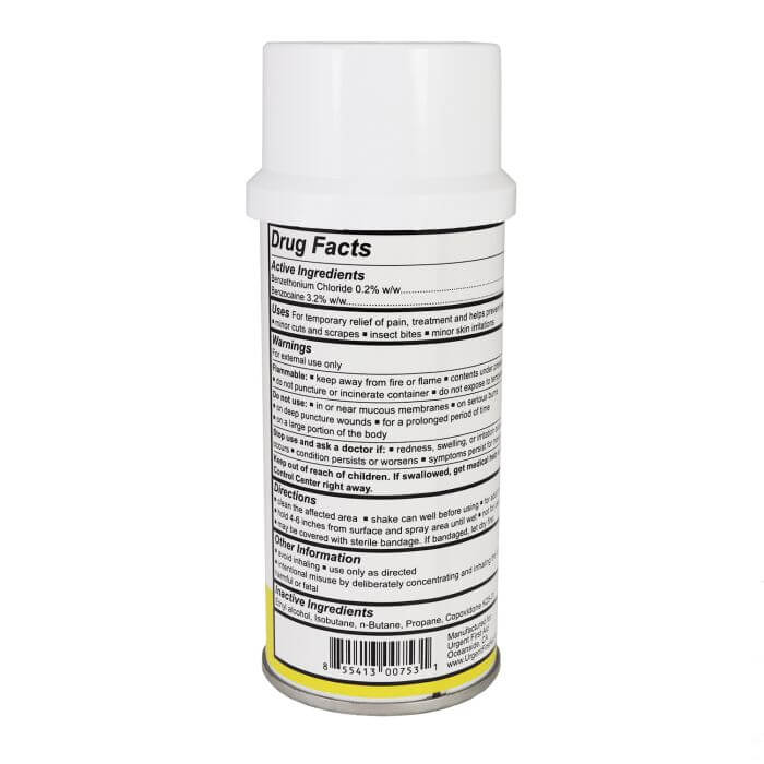 back of instant bandaid spray can