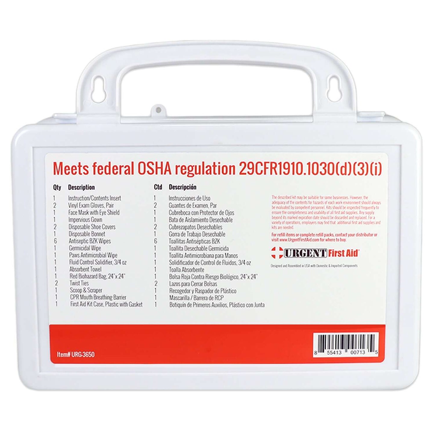 BBP / Bodily Fluid Protection Kit with Bonus 6 piece CPR kit for additional Rescuer Protection - OSHA compliant kit.