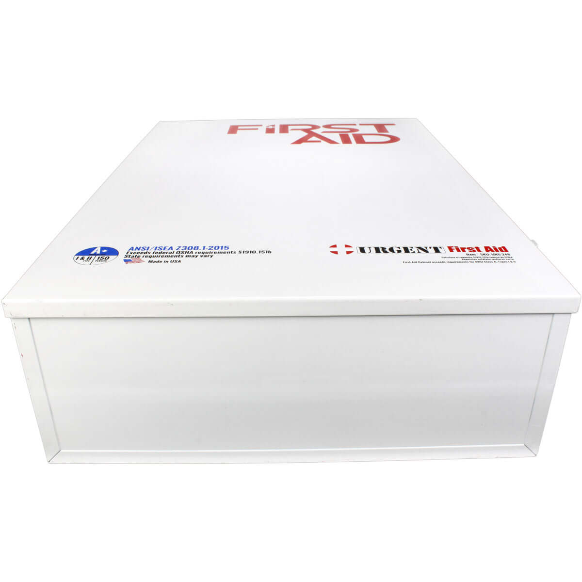 White metal 4 shelf first aid station heavy duty metal bottom for colleges, schools, business, retail stores, construction sites