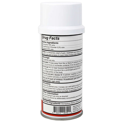 burn relief aerosol spray back of can