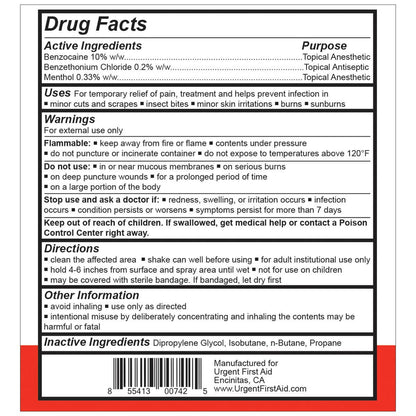 burn relief spray drug facts