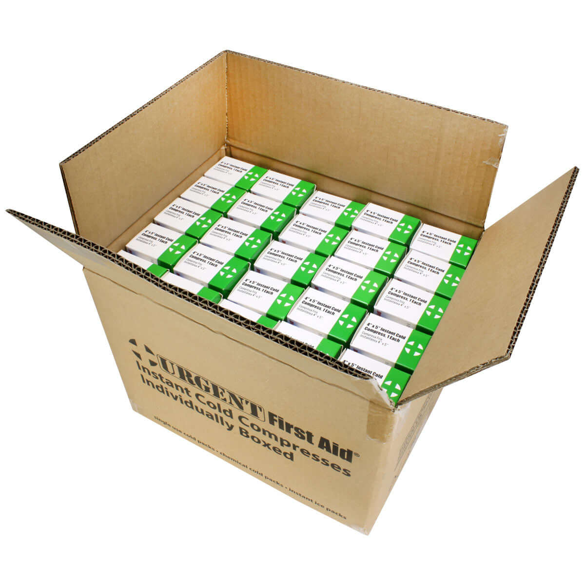 50 pack of instant cold pack compresses in retail boxes for schools, cars, coaches, contractors worksite instant cooling for minor injuries