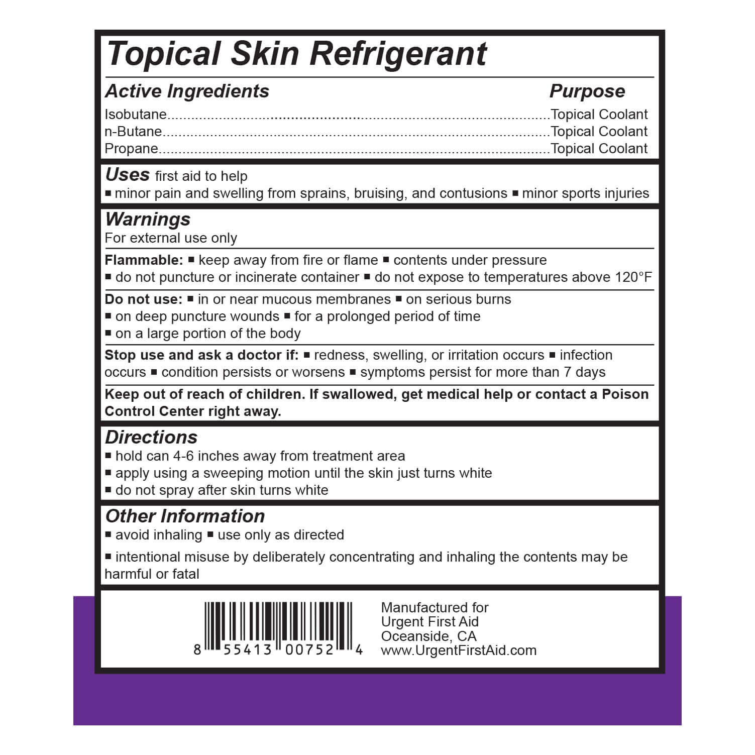 cold spray cooling spray aerosol can drug facts