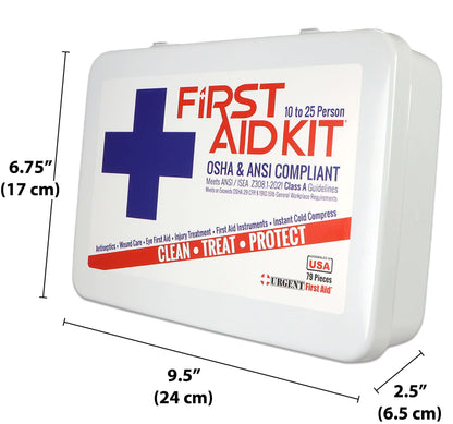 Bulk First Aid Kit, Metal, 79 Pieces, ANSI A, 25 Person in a portable steel case.