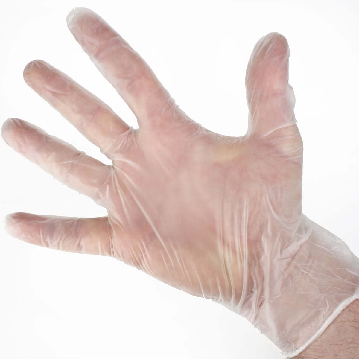 URG-2202 Large Disposable Gloves 2 Pair Per Bag Urgent First Aid being worn on hand