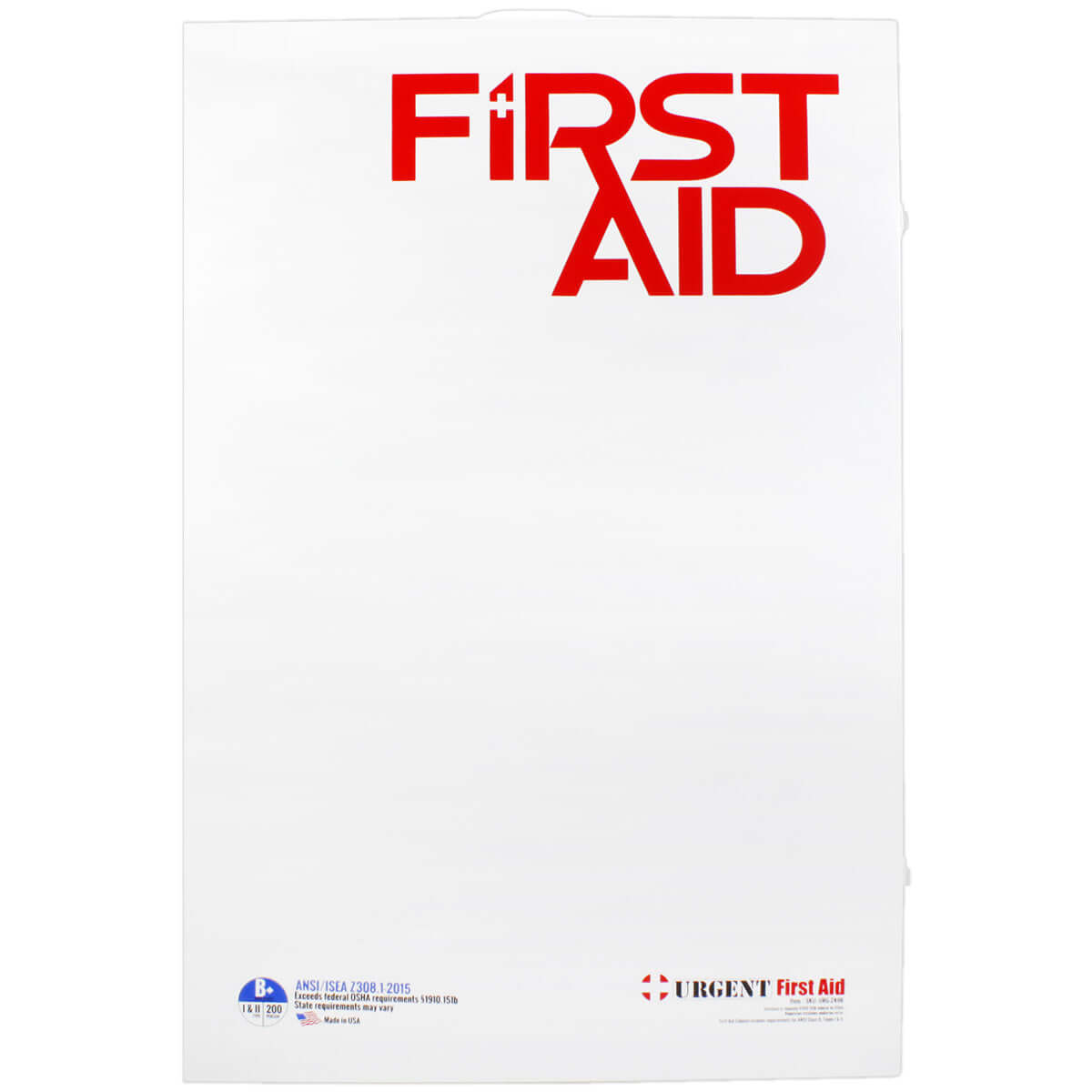 Metal white case of Industrial ANSI B+ First Aid Station with 5 shelves of first aid supplies