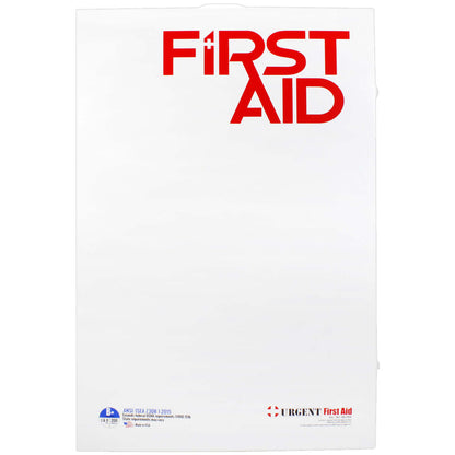 Metal white case of Industrial ANSI B+ First Aid Station with 5 shelves of first aid supplies